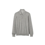 Johnstons of Elgin Fin Grey Superfine Cashmere Polo Shirt | Men Knitwear | Coveti