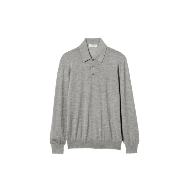 Fin Grey Superfine Cashmere Polo Shirt