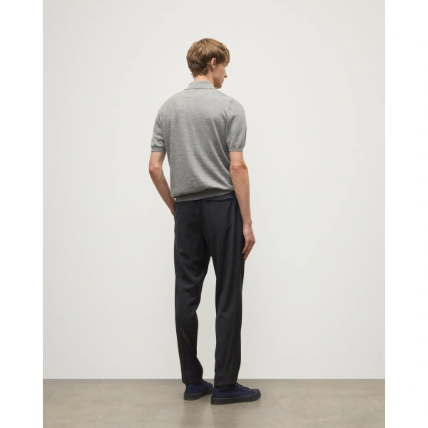 Johnstons of Elgin Fin Grey Superfine Cashmere Short Sleeve Polo Shirt