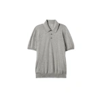 Johnstons of Elgin Fin Grey Superfine Cashmere Short Sleeve Polo Shirt | Men Knitwear | Coveti