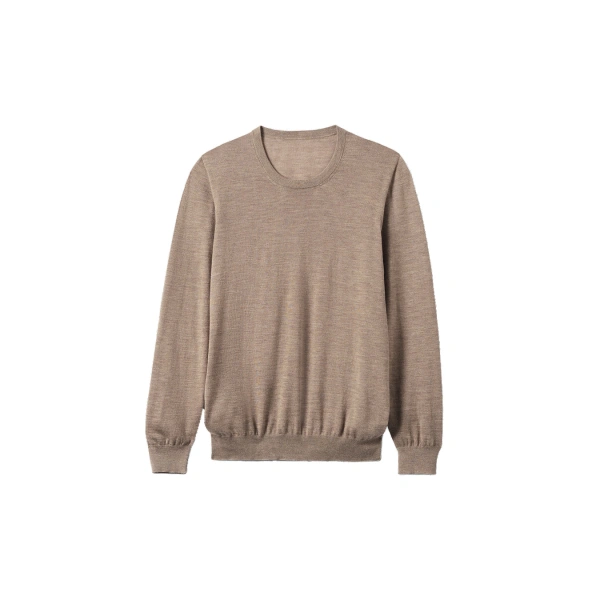 Johnstons of Elgin Fin Light Brown Superfine Cashmere Jumper | Men Knitwear | Coveti