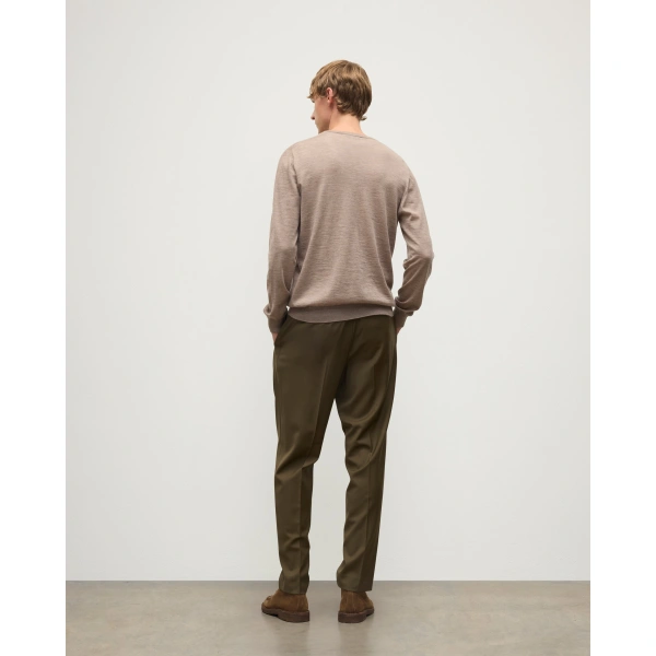Johnstons of Elgin Fin Light Brown V Neck Superfine Cashmere Jumper