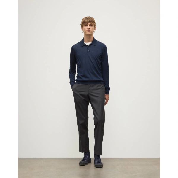 Johnstons of Elgin Fin Navy Superfine Cashmere Polo Shirt