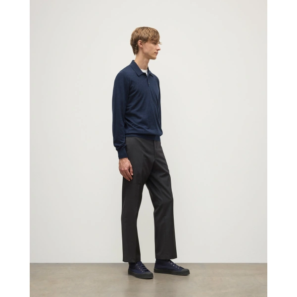Johnstons of Elgin Fin Navy Superfine Cashmere Polo Shirt