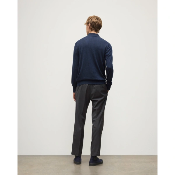 Johnstons of Elgin Fin Navy Superfine Cashmere Polo Shirt