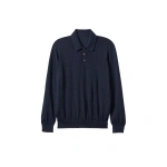 Johnstons of Elgin Fin Navy Superfine Cashmere Polo Shirt | Men Knitwear | Coveti