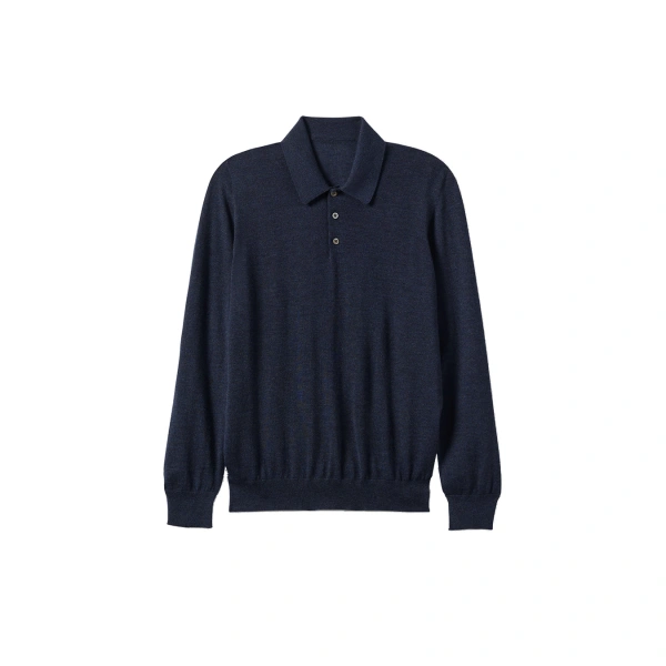 Fin Navy Superfine Cashmere Polo Shirt