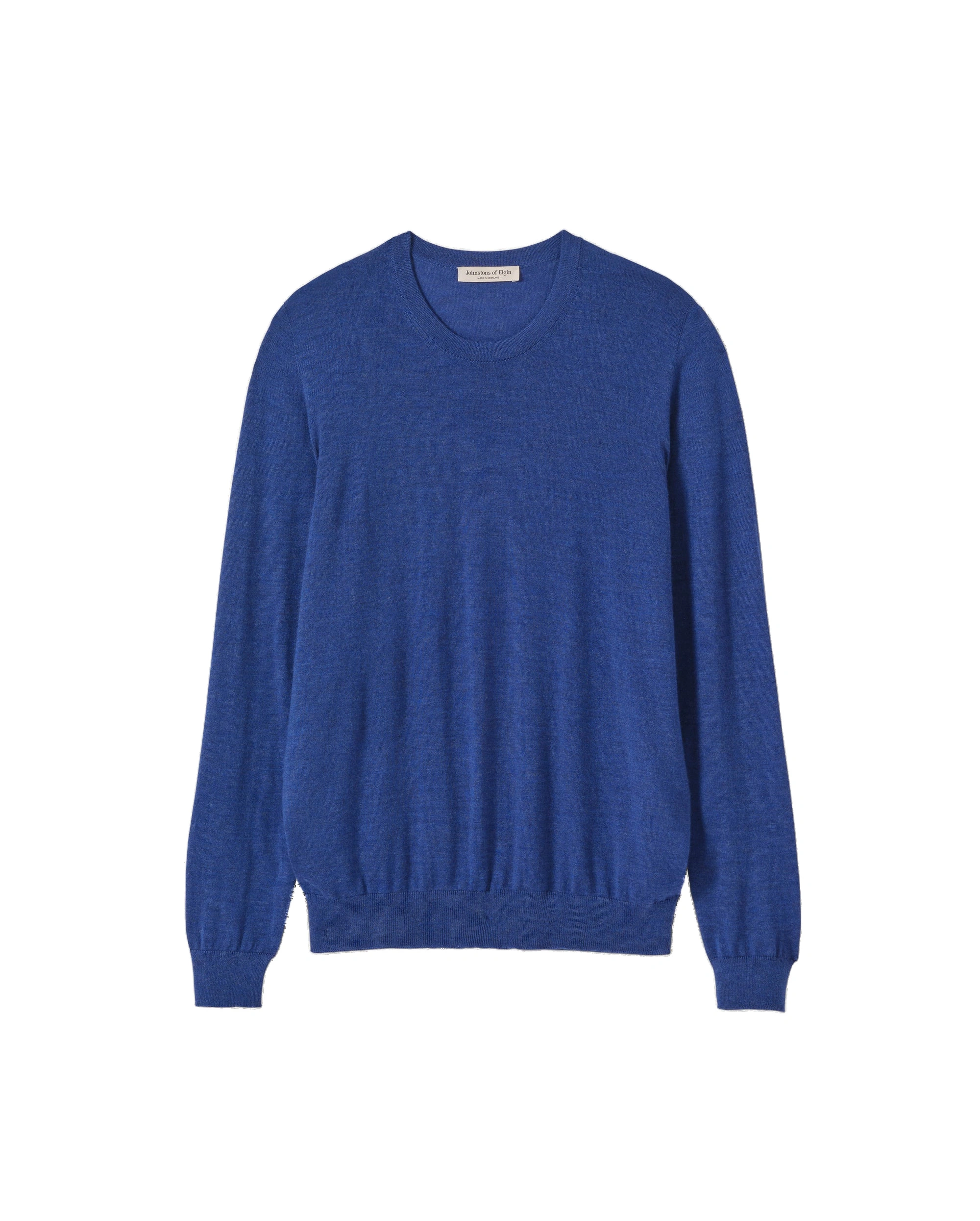 Johnstons of Elgin Fin Superfine Cashmere Jumper in Clyde Blue Johnstons of Elgin Fin Superfine Cashmere Jumper in Clyde Blue | Men Knitwear | Coveti