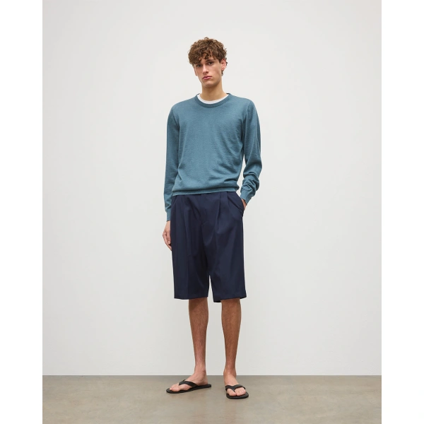 Johnstons of Elgin Fin Superfine Cashmere Jumper in Slate Blue
