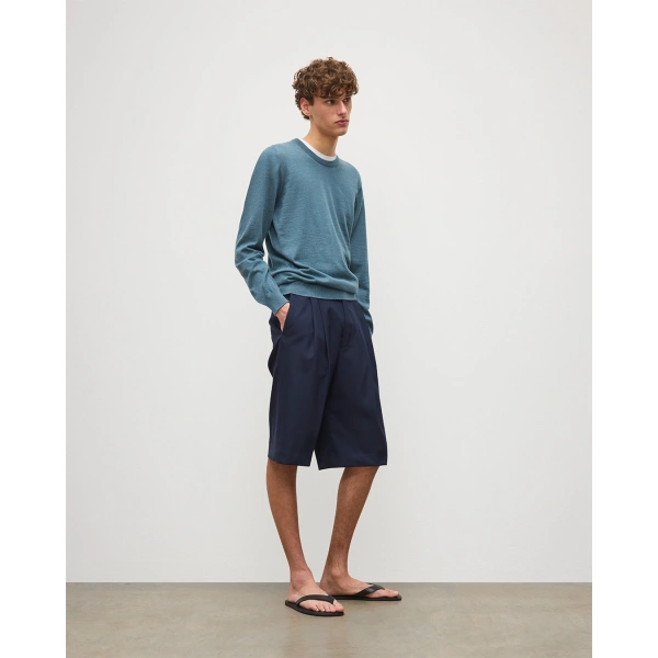 Johnstons of Elgin Fin Superfine Cashmere Jumper in Slate Blue