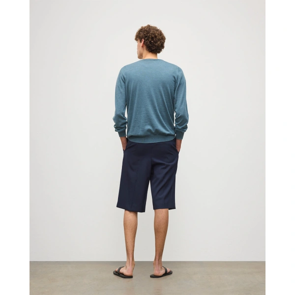 Johnstons of Elgin Fin Superfine Cashmere Jumper in Slate Blue