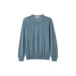 Johnstons of Elgin Fin Superfine Cashmere Jumper in Slate Blue | Men Knitwear | Coveti