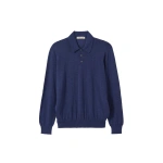 Johnstons of Elgin Fin Superfine Cashmere Polo Shirt in Clyde Blue | Men Knitwear | Coveti
