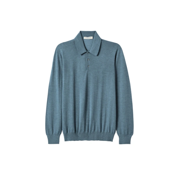 Fin Superfine Cashmere Polo Shirt in Slate Blue