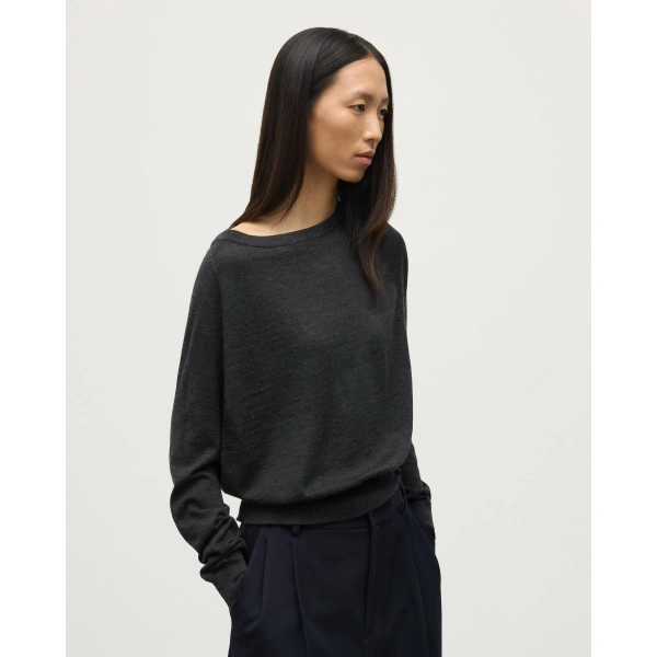 Johnstons of Elgin Finola Dark Grey Superfine Cashmere Jumper