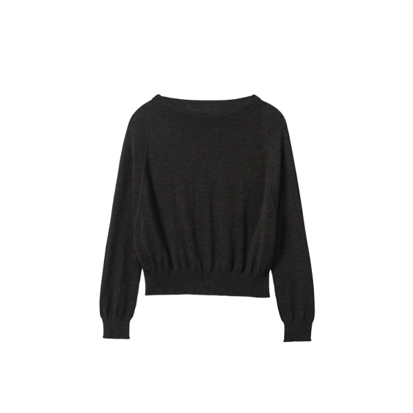 Johnstons of Elgin Finola Dark Grey Superfine Cashmere Jumper | Sweaters | Coveti