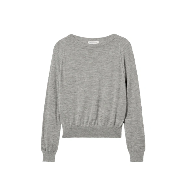 Johnstons of Elgin Finola Grey Superfine Cashmere Jumper | Sweaters | Coveti