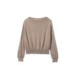 Johnstons of Elgin Finola Light Brown Superfine Cashmere Jumper | Sweaters | Coveti