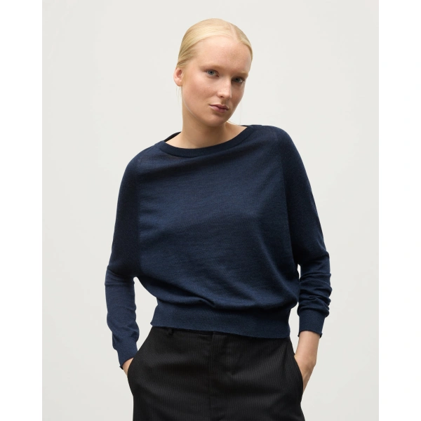 Johnstons of Elgin Finola Navy Superfine Cashmere Jumper