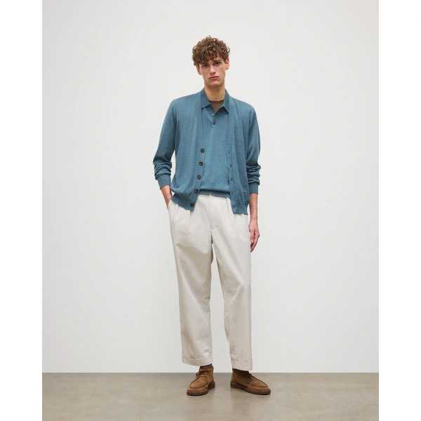 Johnstons of Elgin Forsyth Blue Superfine Cashmere Cardigan