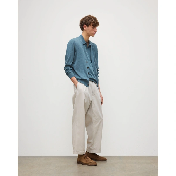 Johnstons of Elgin Forsyth Blue Superfine Cashmere Cardigan