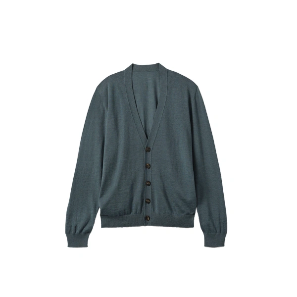 Johnstons of Elgin Forsyth Blue Superfine Cashmere Cardigan | Men Knitwear | Coveti