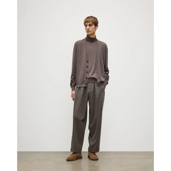 Johnstons of Elgin Forsyth Brown Superfine Cashmere Cardigan