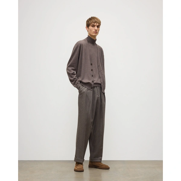 Johnstons of Elgin Forsyth Brown Superfine Cashmere Cardigan
