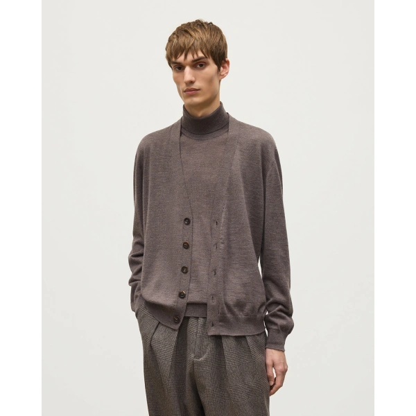 Johnstons of Elgin Forsyth Brown Superfine Cashmere Cardigan