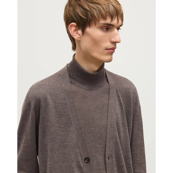Johnstons of Elgin Forsyth Brown Superfine Cashmere Cardigan