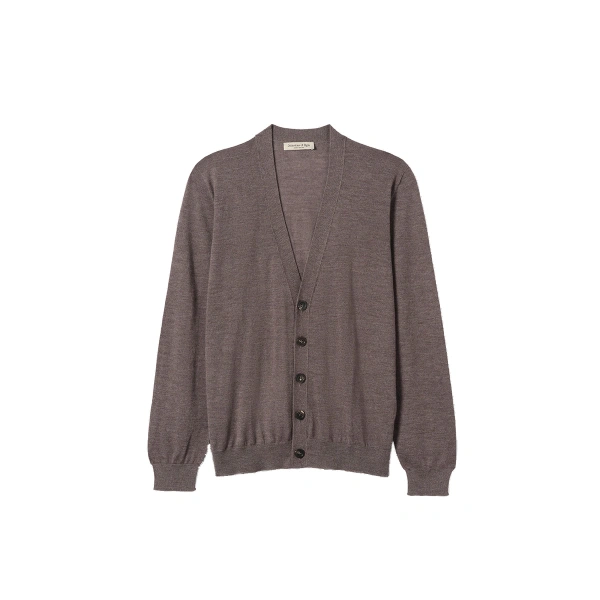 Johnstons of Elgin Forsyth Brown Superfine Cashmere Cardigan | Men Knitwear | Coveti