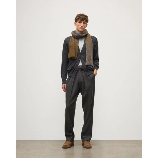 Johnstons of Elgin Forsyth Dark Grey Superfine Cashmere Cardigan