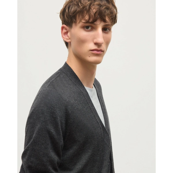 Johnstons of Elgin Forsyth Dark Grey Superfine Cashmere Cardigan