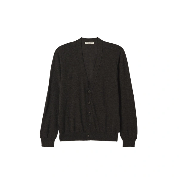 Johnstons of Elgin Forsyth Dark Grey Superfine Cashmere Cardigan | Men Knitwear | Coveti