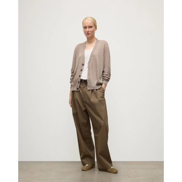 Johnstons of Elgin Forsyth Light Brown Superfine Cashmere Cardigan