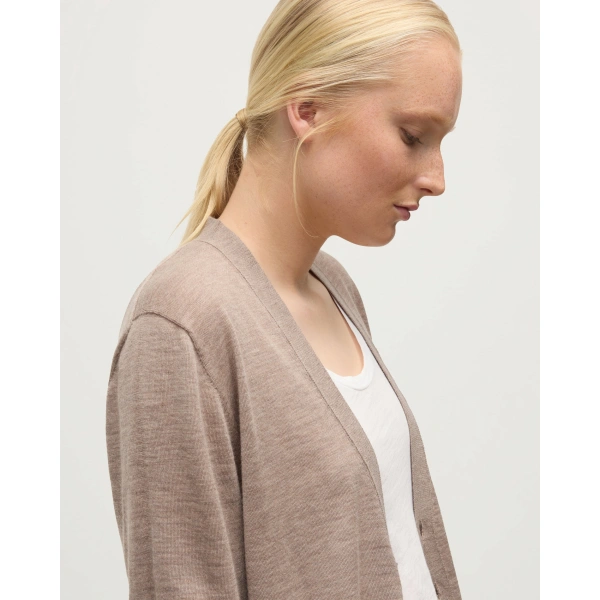 Johnstons of Elgin Forsyth Light Brown Superfine Cashmere Cardigan
