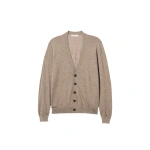 Johnstons of Elgin Forsyth Light Brown Superfine Cashmere Cardigan | Cardigan | Coveti