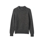 Johnstons of Elgin Fyfe Dark Navy Marl Cashmere Jumper | Men Knitwear | Coveti