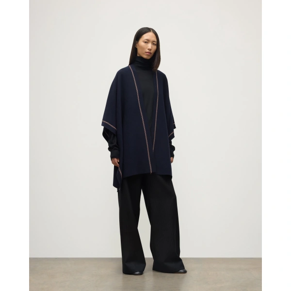 Johnstons of Elgin Hawk Dark Navy Cashmere Poncho