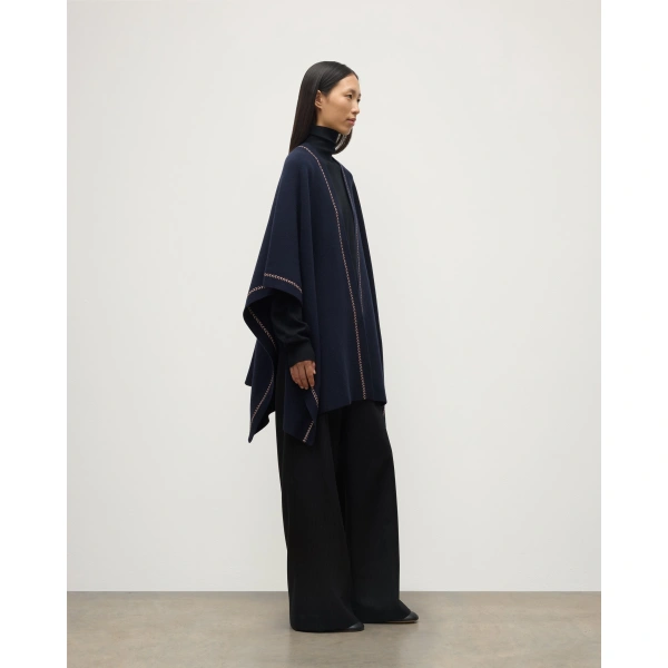 Johnstons of Elgin Hawk Dark Navy Cashmere Poncho