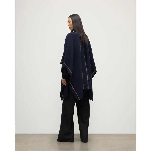 Johnstons of Elgin Hawk Dark Navy Cashmere Poncho