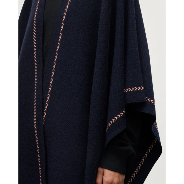 Johnstons of Elgin Hawk Dark Navy Cashmere Poncho