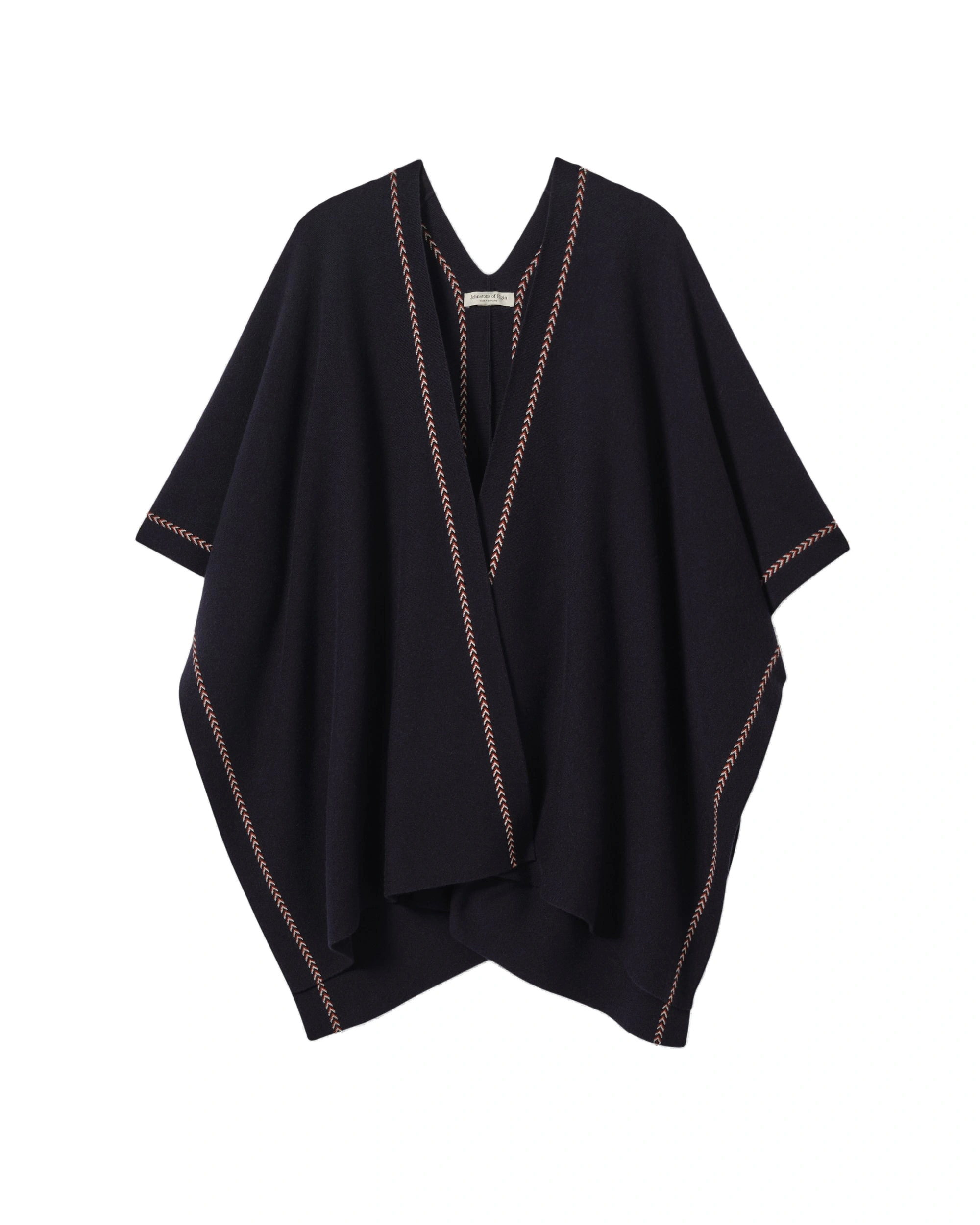 Johnstons of Elgin Hawk Dark Navy Cashmere Poncho Johnstons of Elgin Hawk Dark Navy Cashmere Poncho | Knitwear | Coveti