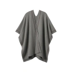 Johnstons of Elgin Hawk Light Grey Cashmere Poncho | Knitwear | Coveti