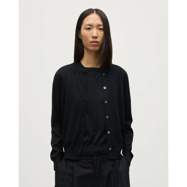 Johnstons of Elgin Honor Black Superfine Cashmere Cardigan