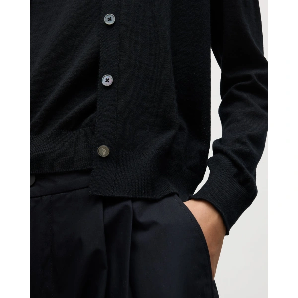 Johnstons of Elgin Honor Black Superfine Cashmere Cardigan