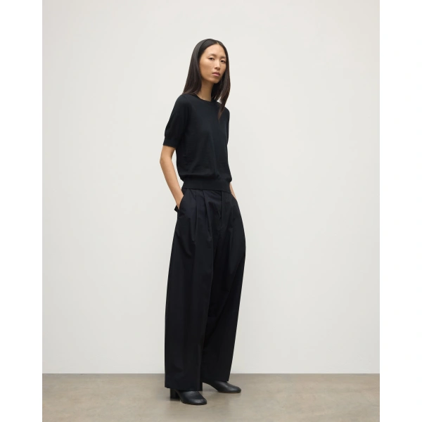 Johnstons of Elgin Honor Black Superfine Cashmere T-Shirt