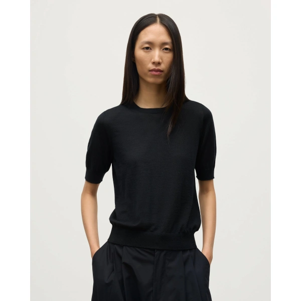 Johnstons of Elgin Honor Black Superfine Cashmere T-Shirt