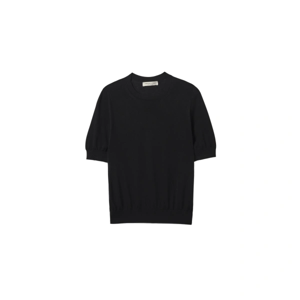 Johnstons of Elgin Honor Black Superfine Cashmere T-Shirt | T-shirts | Coveti