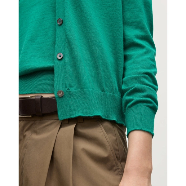 Johnstons of Elgin Honor Bright Green Superfine Cashmere Cardigan